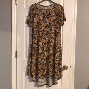 Lularoe Carlie Navy and gold floral